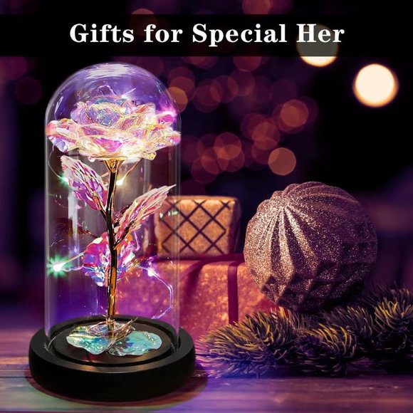 Glass Rose Galaxy Enchanted Light-Up Flower - Perfect Gift for Women Multi Color - Picture 3 of 7